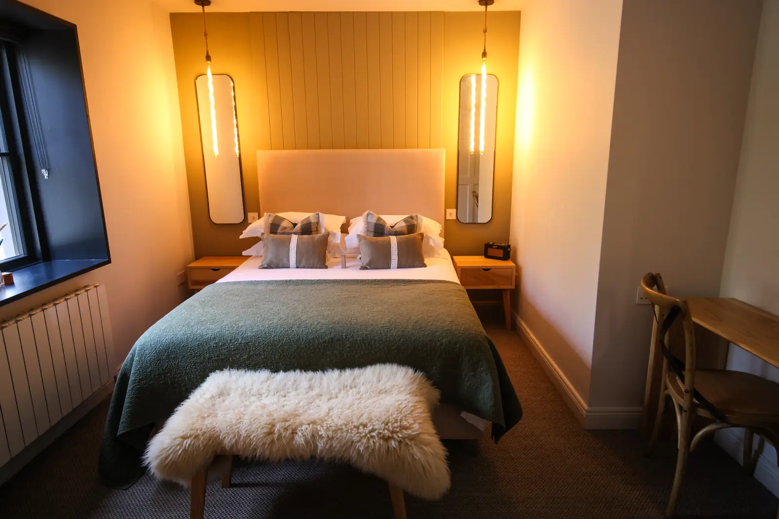 King bedroom with warm lighting